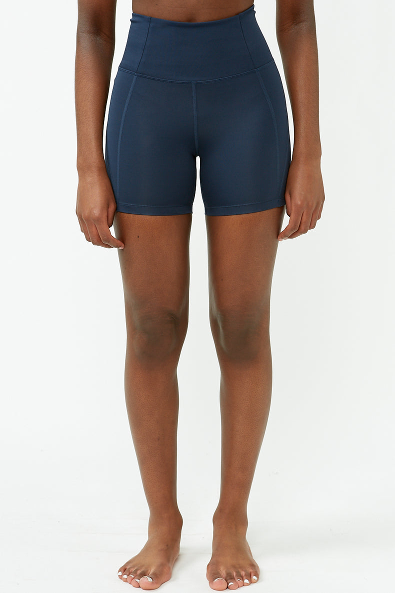 Girlfriend Collective Midnight Navy Run High-Rise Shorts