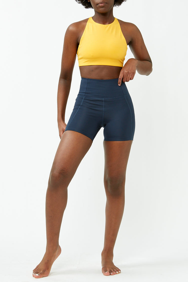 Girlfriend Collective Midnight Navy Run High-Rise Shorts