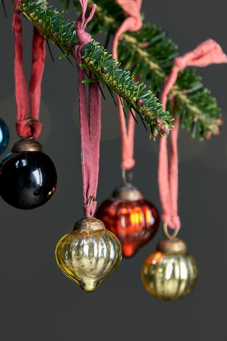 Nkuku Mixed Antique Dew Drop Baubles - Set of 12