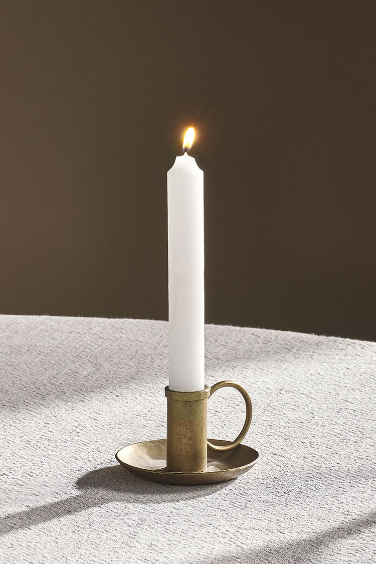 Nkuku Set of 2 White Rustic Soy Blend Dinner Candles