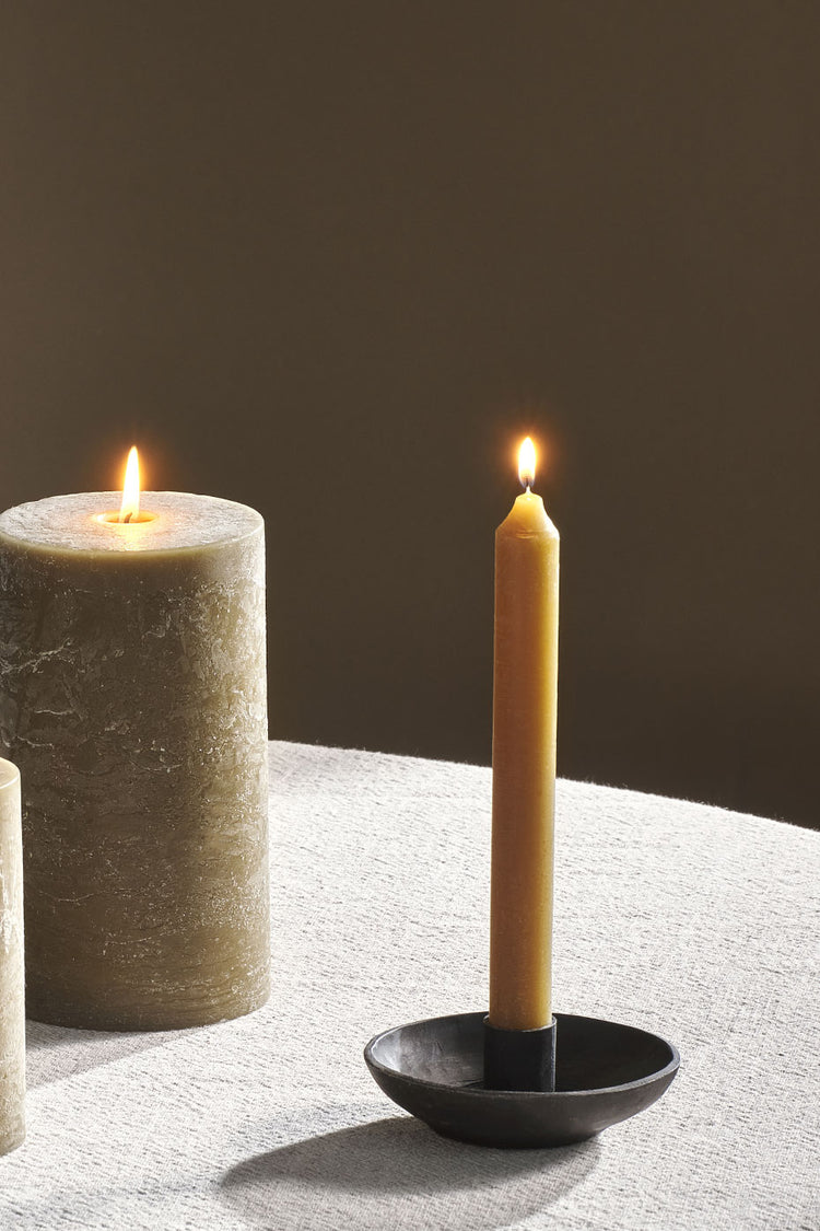 Nkuku Set of 2 Olive Green Rustic Soy Blend Dinner Candles