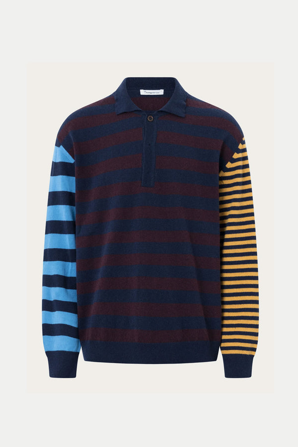 Blue Stripe Knitted Polo