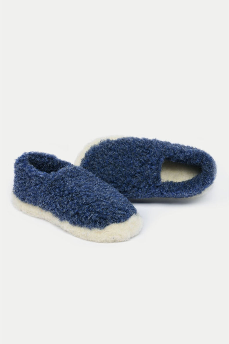 Yoko Wool Siberian Dark Blue Slippers Mens