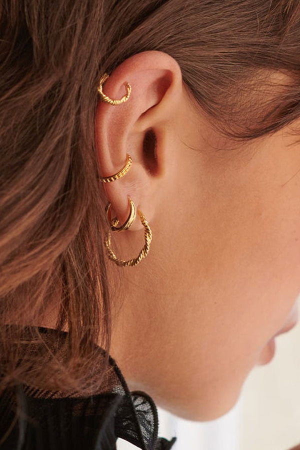 Gold Helix Hoop Huggie Earrings