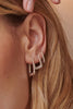 Silver Midi Striped Creole Hoop Earrings