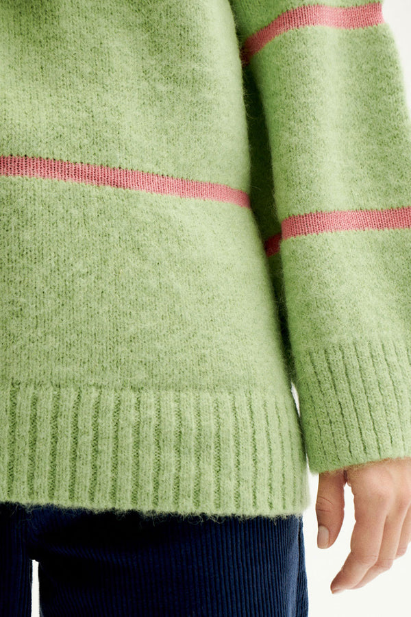 Parrot Green Madi Striped Sweater