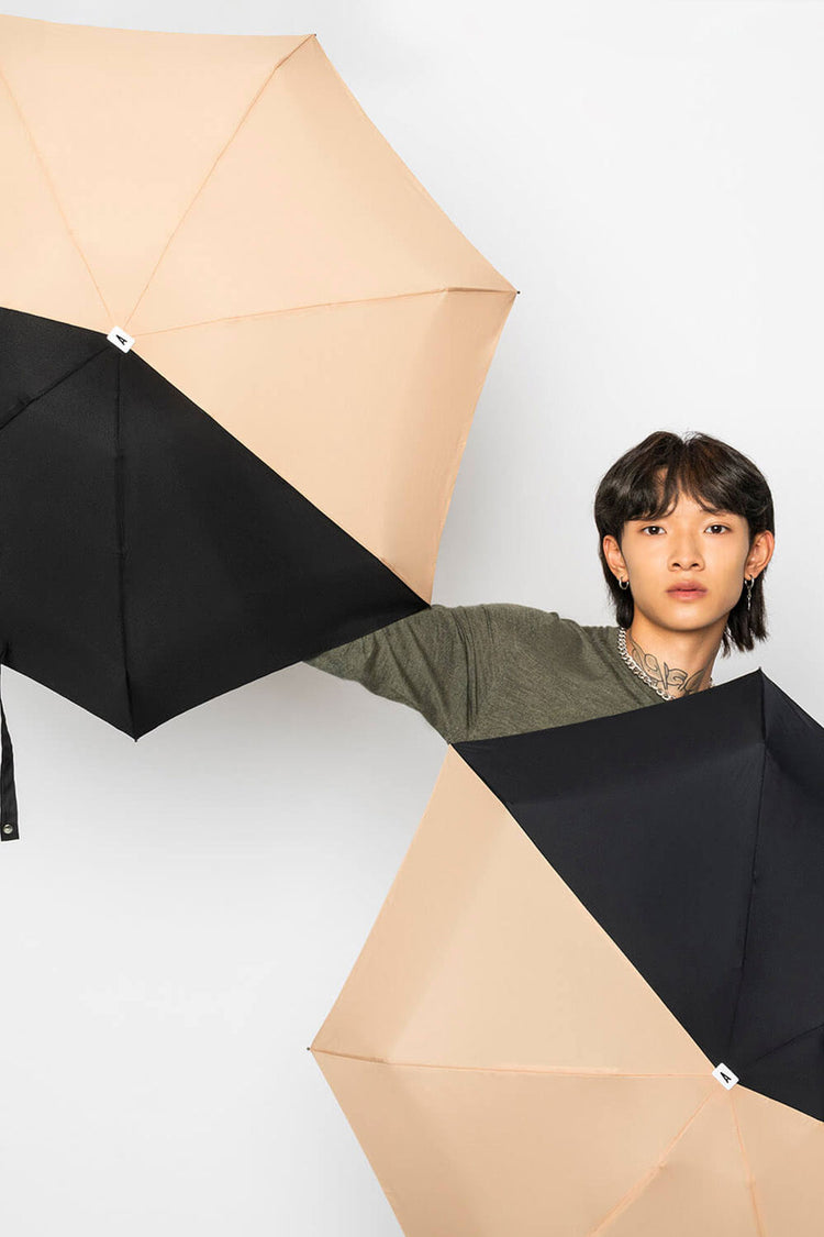 Anatole Beige & Black Alice Compact Umbrella