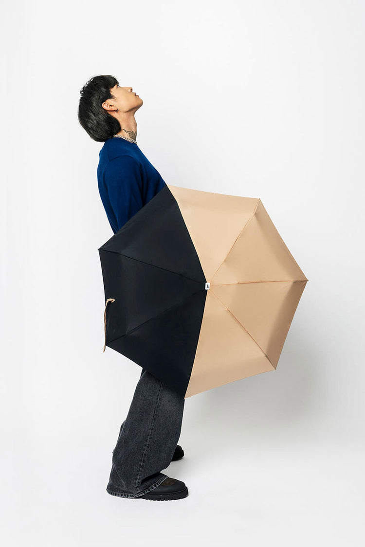 Anatole Beige & Black Alice Compact Umbrella