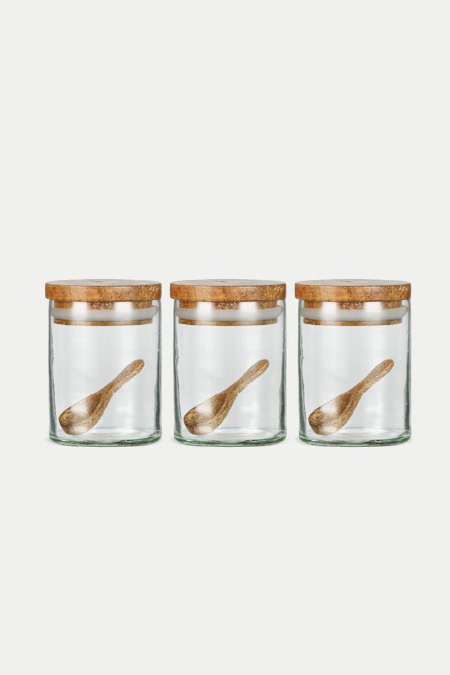 Nkuku Clear Izaan Spice Jar - Set of 3