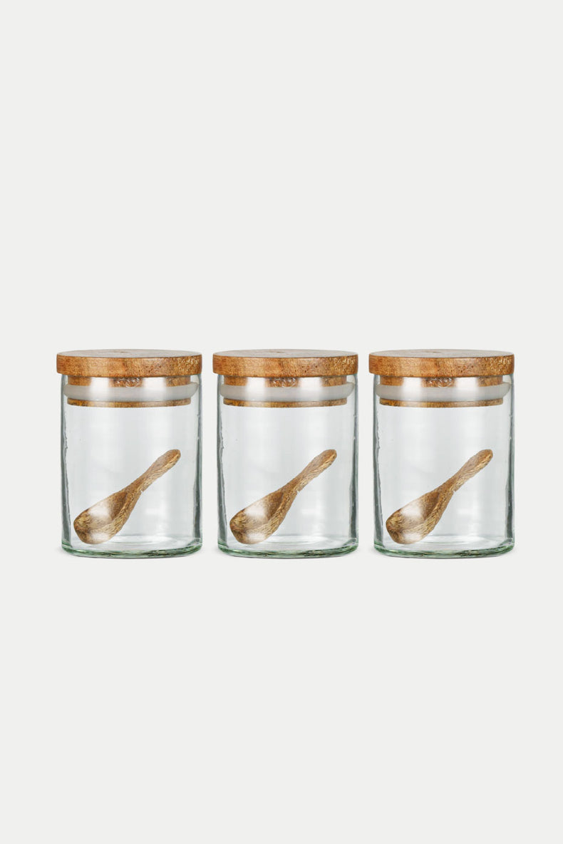 Nkuku Clear Izaan Spice Jar - Set of 3