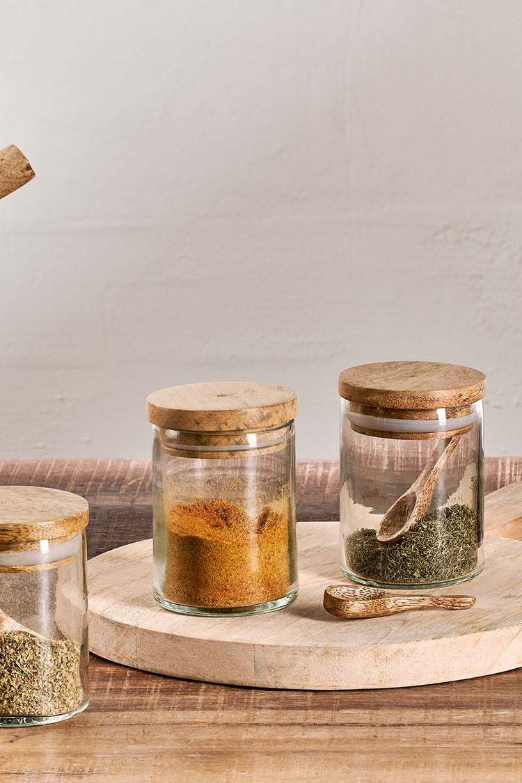 Nkuku Clear Izaan Spice Jar - Set of 3