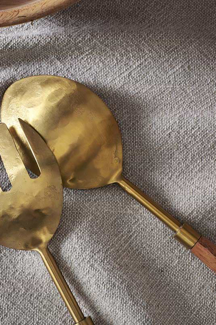 Nkuku Gold & Acacia Soni Salad Servers - Set of 2