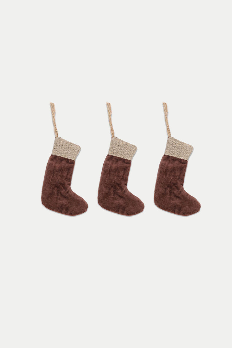 Nkuku Rich Mocha Karru Cotton Velvet Mini Stocking