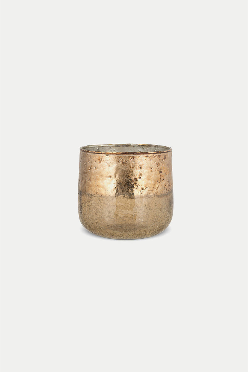 Nkuku Copper Smoke Konara Glass Tealight Holder - Small