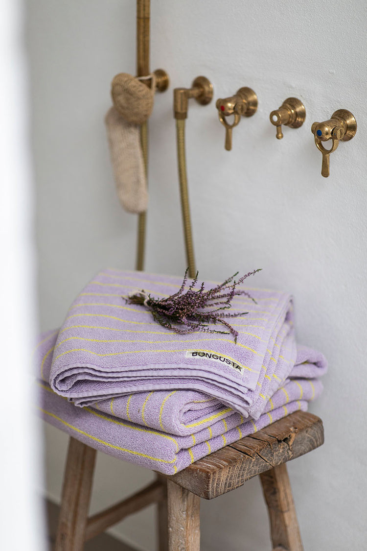 Bongusta Lilac & Neon Yellow Naram Bath Towel