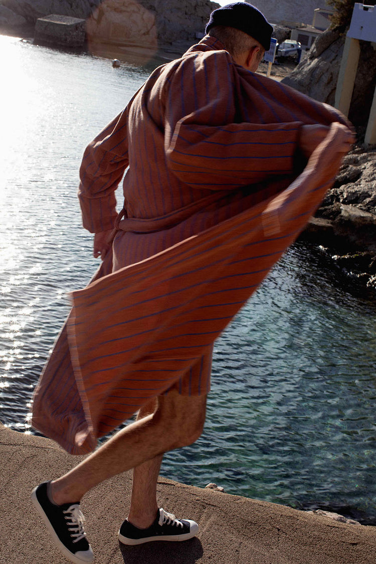 Bongusta Camel & Ultramarine Naram Bathrobe