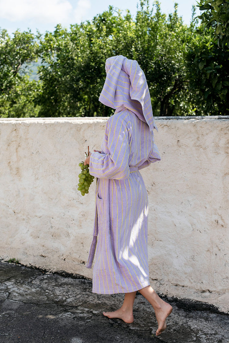 Bongusta Lilac & Neon Yellow Naram Bathrobe