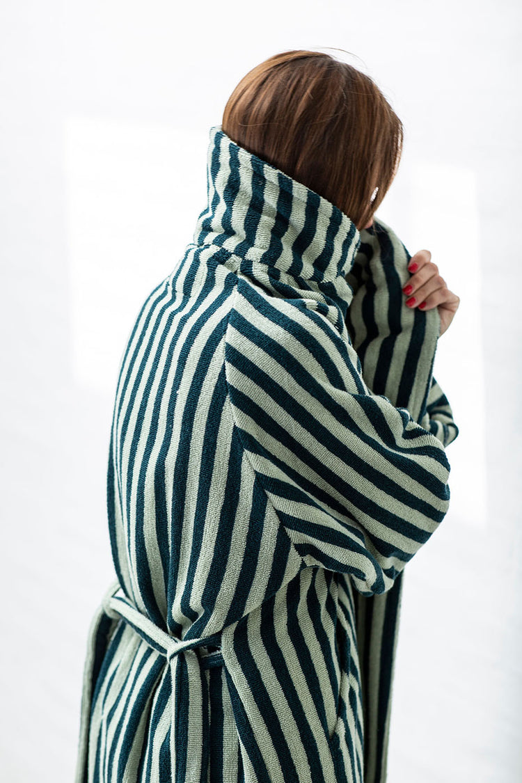 Bongusta Sea Foam & Deep Teal Naram Bathrobe