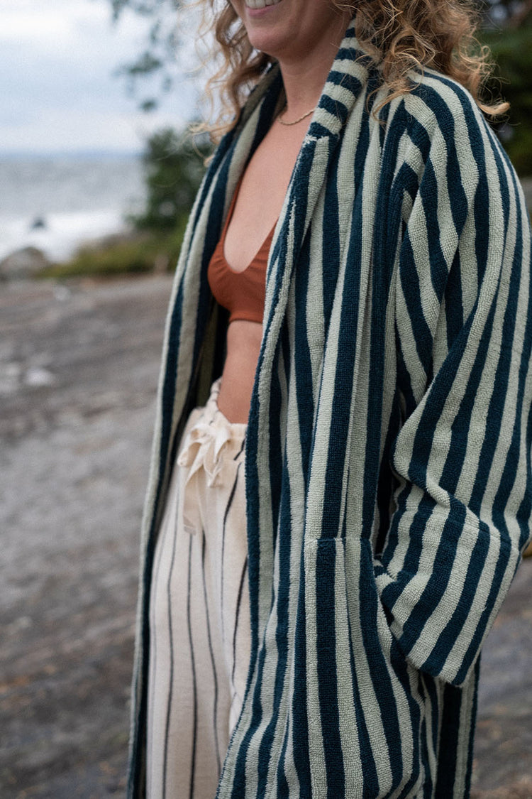 Bongusta Sea Foam & Deep Teal Naram Bathrobe