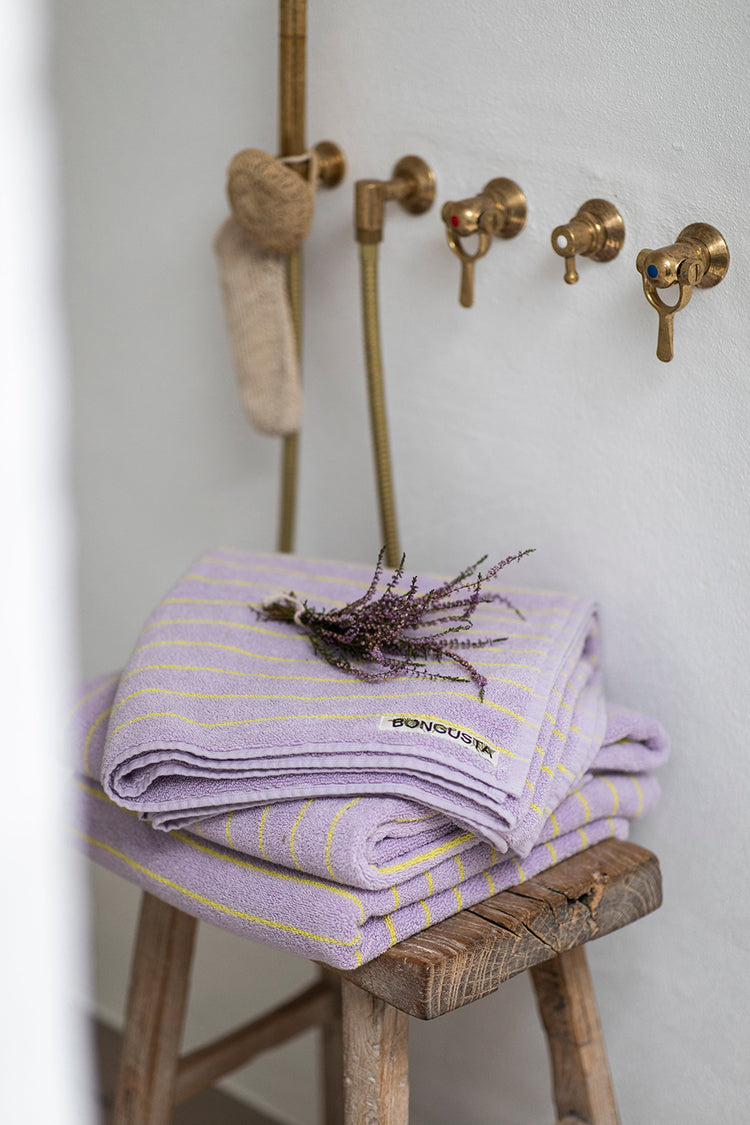 Bongusta Lilac & Neon Yellow Naram Hand Towel
