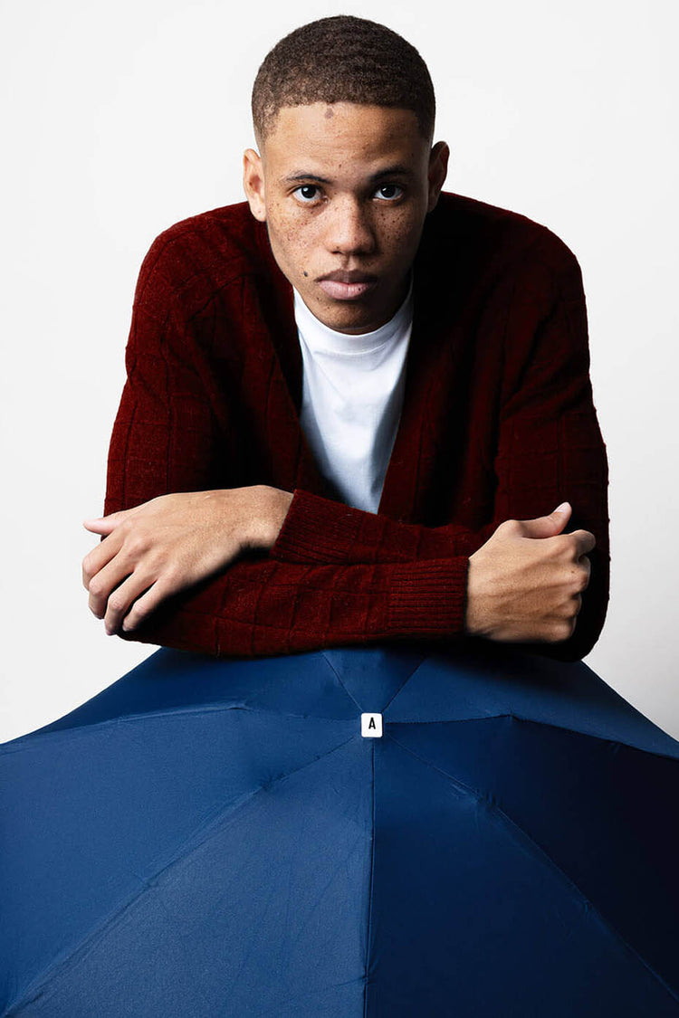 Anatole Navy Blue Colette Folding Compact Umbrella