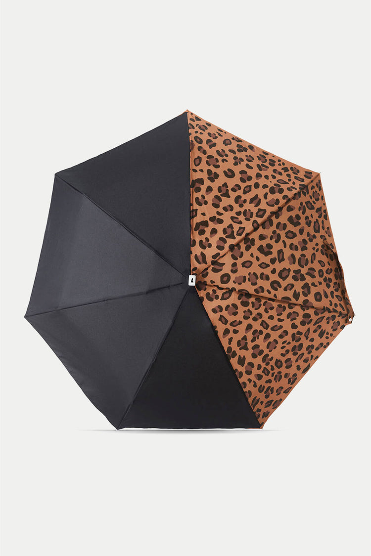 Anatole Black & Leopard Print Juliette Compact Umbrella