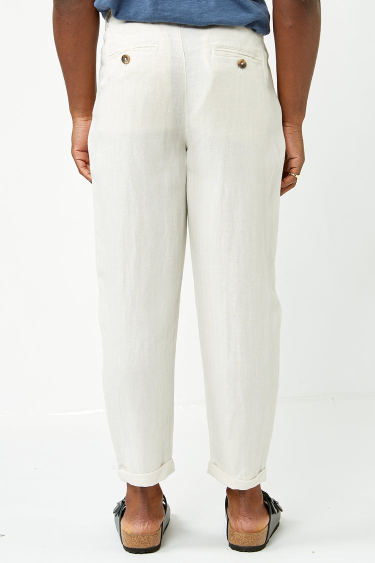 Selected Homme Oatmeal Crop Ron Sun Pleat Pants