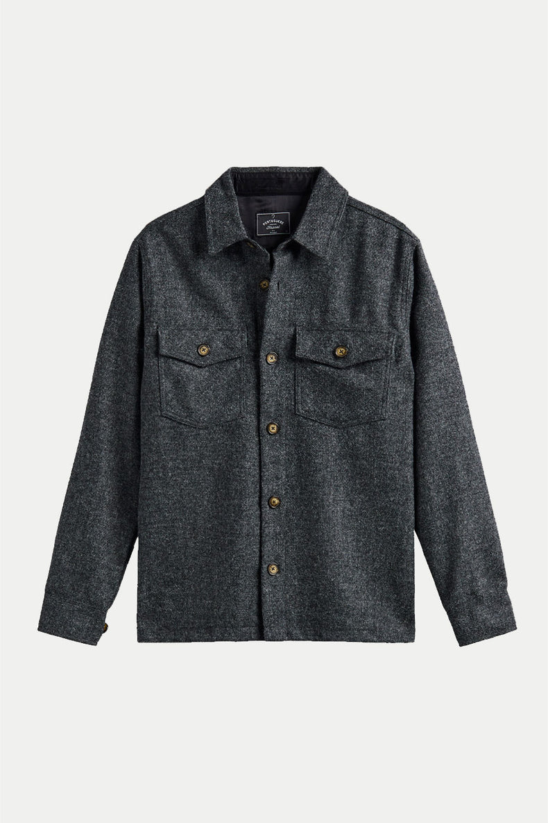 Portuguese Flannel Grey Wool Field Overshirt