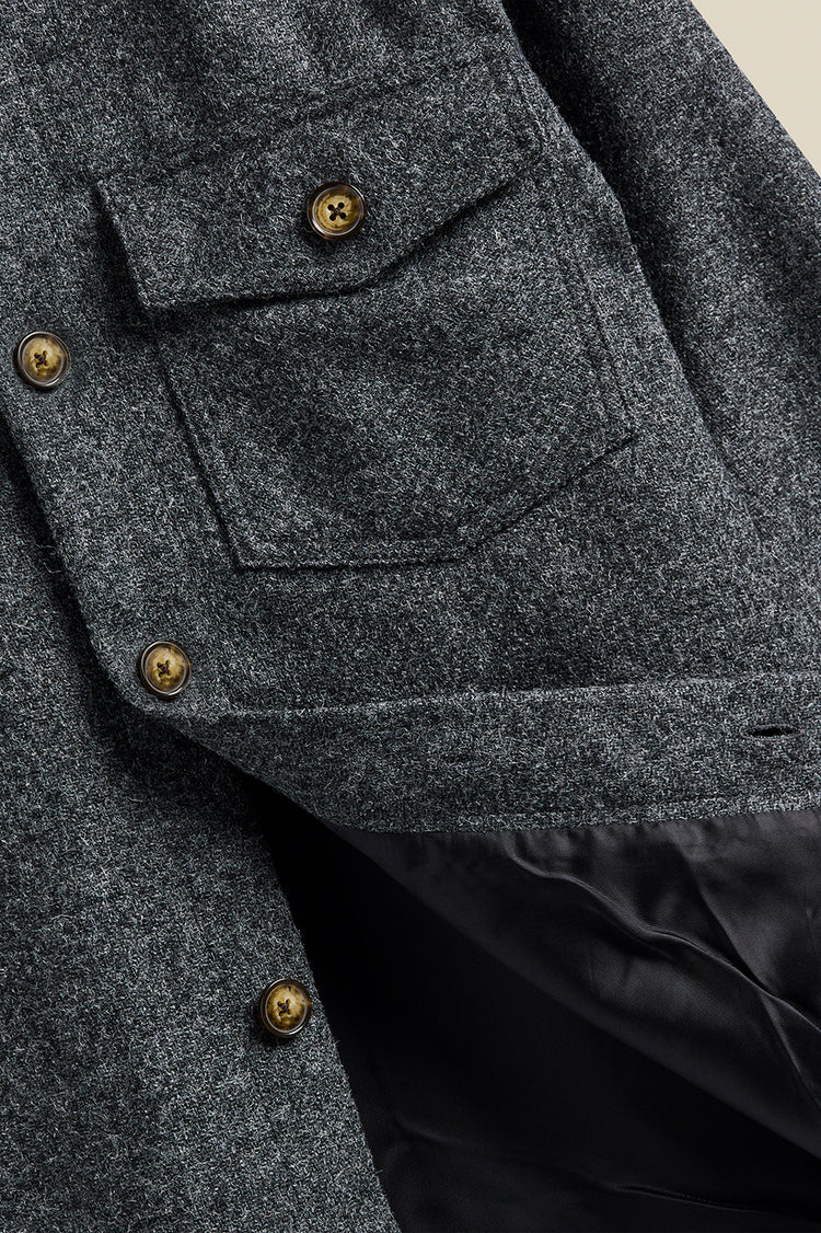 Portuguese Flannel Grey Wool Field Overshirt