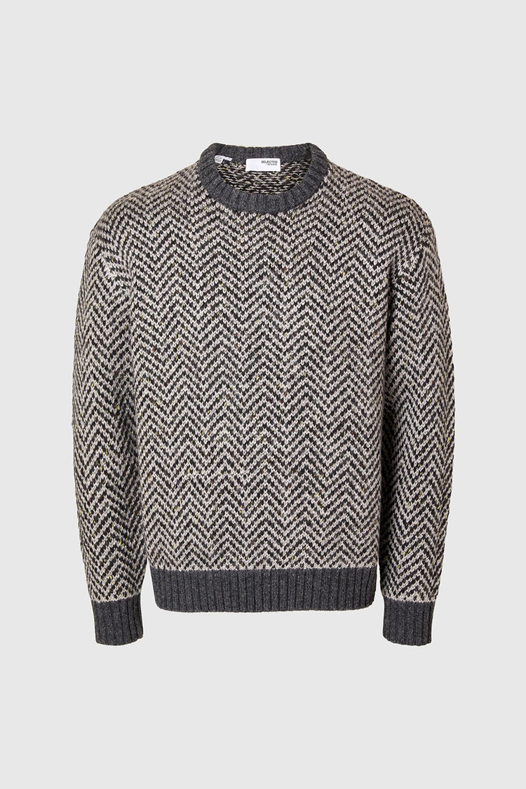 Selected Homme Flint Gray Asphalt Harry Relaxed Knit Jumper