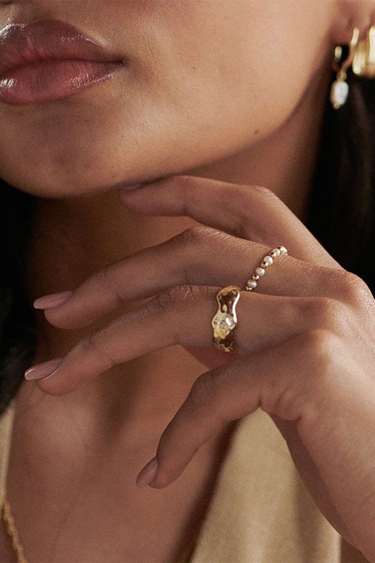 Daisy London Gold Plated Organic Chunky Band Ring