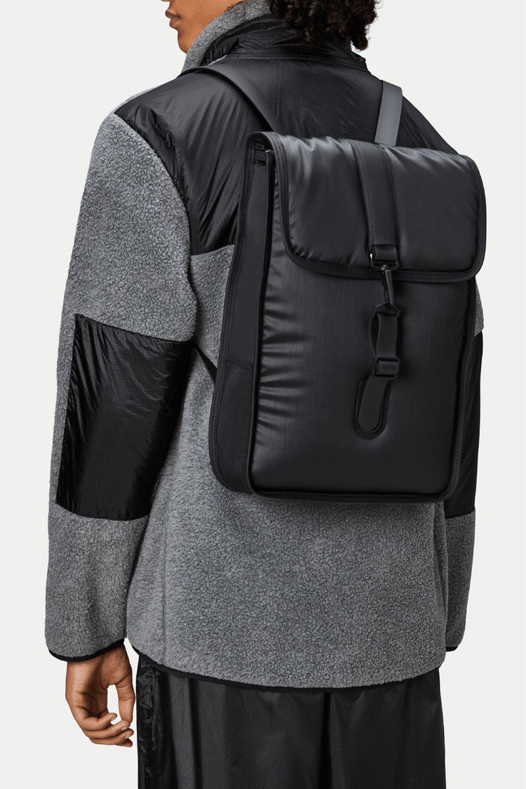 Rains Black Puffed Backpack Mini