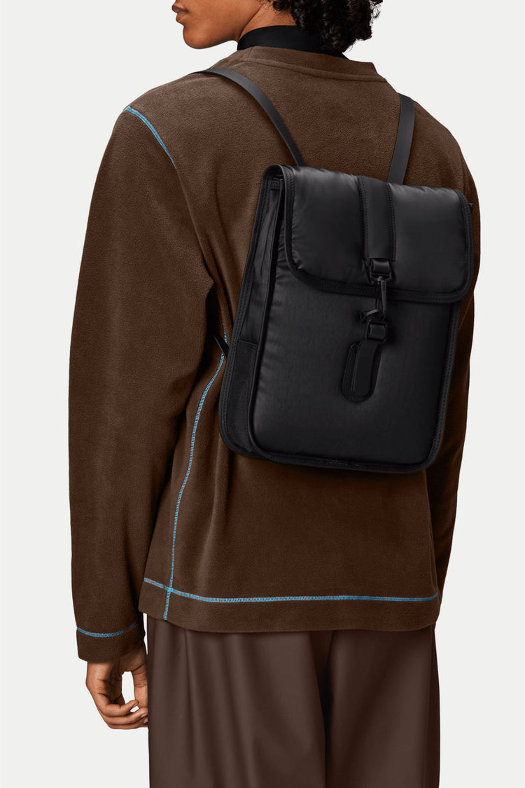 Rains Black Puffed Backpack Micro W3