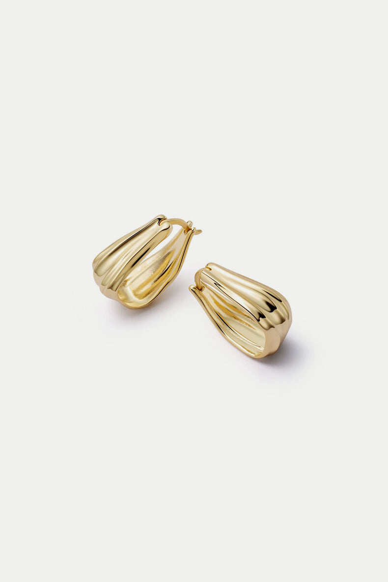 Daisy London Gold Plated Organic Creole Earrings