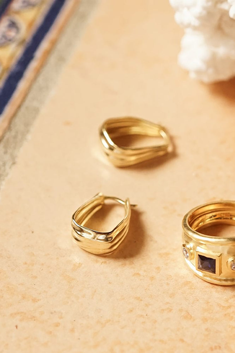 Daisy London Gold Plated Organic Creole Earrings