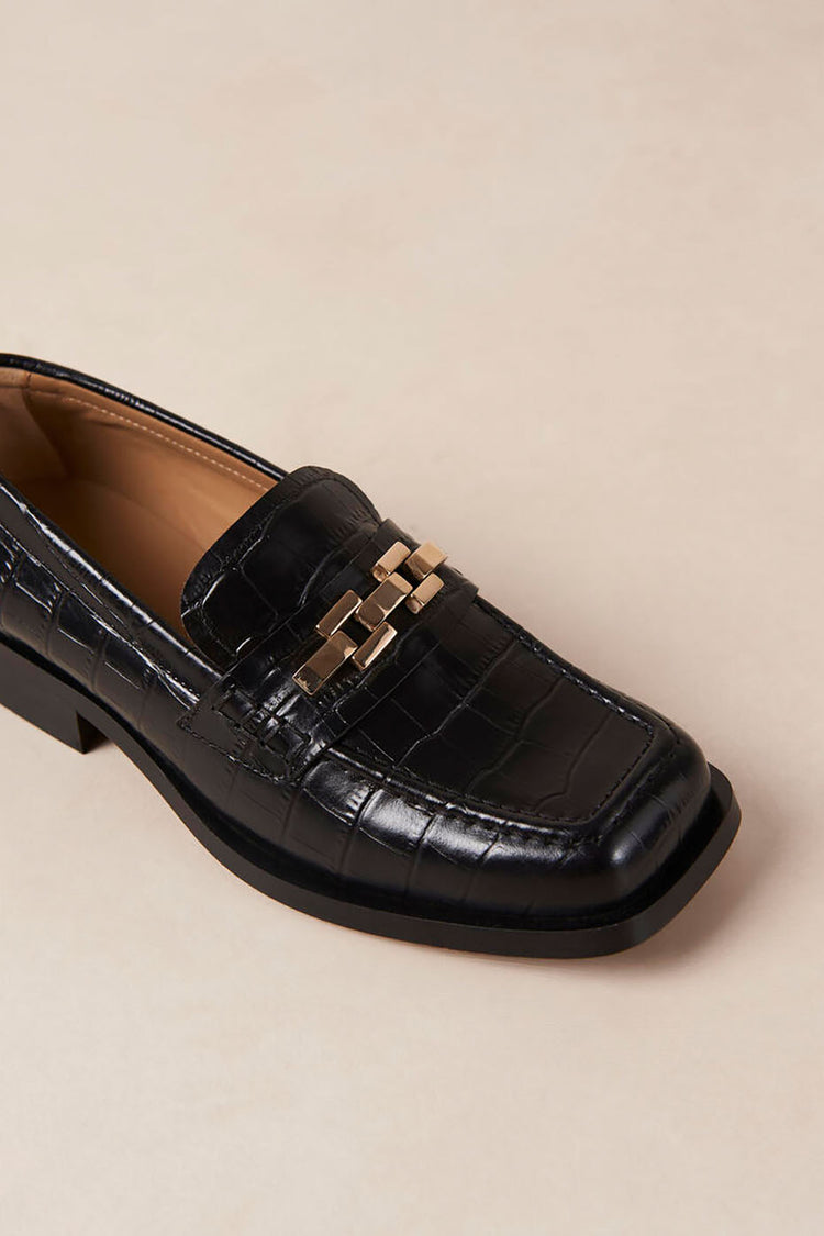 Alohas Black Leather Elliot Alli Loafers