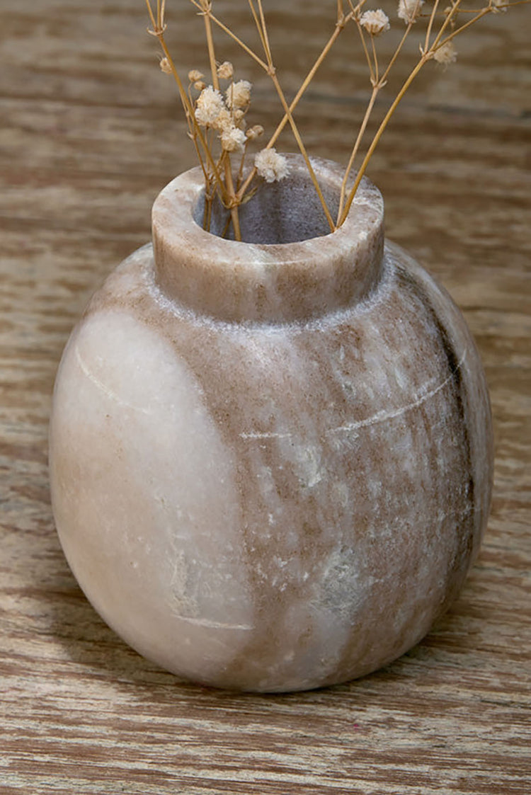 Nkuku Grey Khari Marble Vase - Round