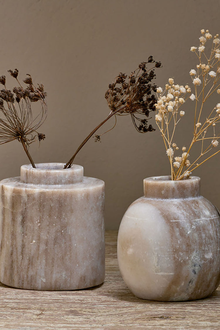 Nkuku Grey Khari Marble Vase - Round