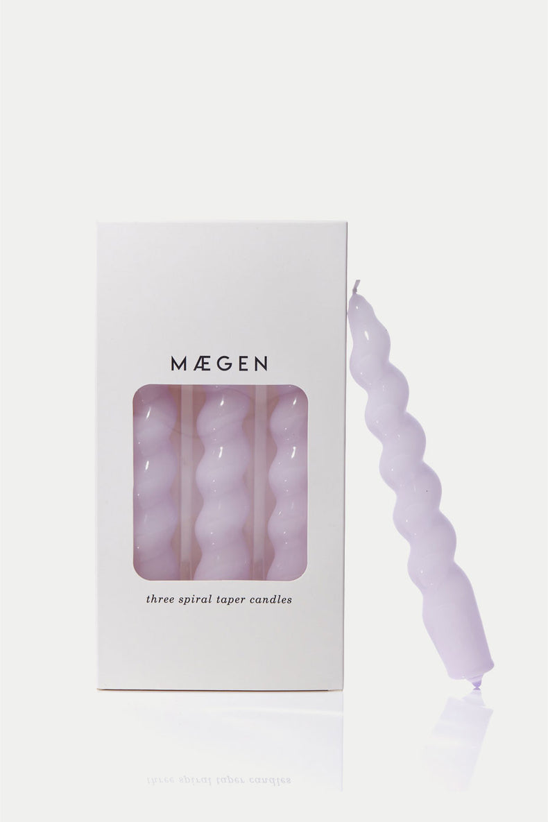 MÆGEN Lilac Spiral Taper Candles - Pack of 3