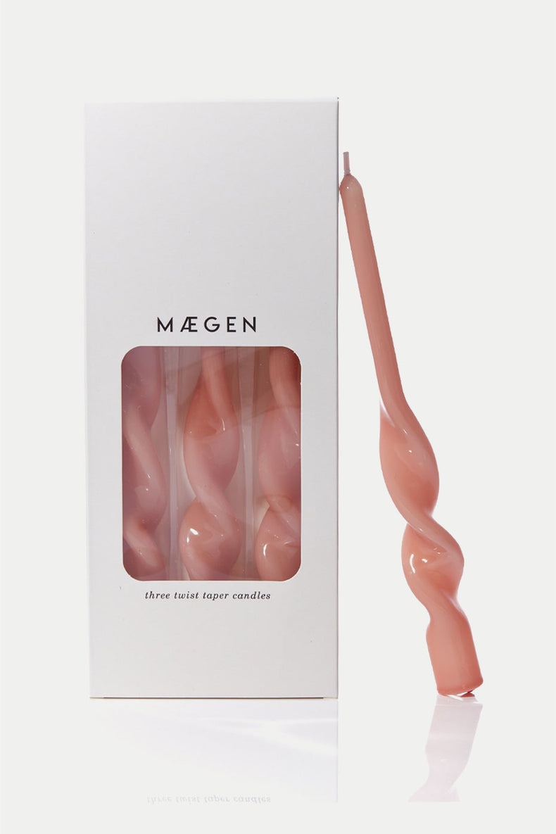 MÆGEN Plaster Pink Twist Taper Candles - Pack of 3