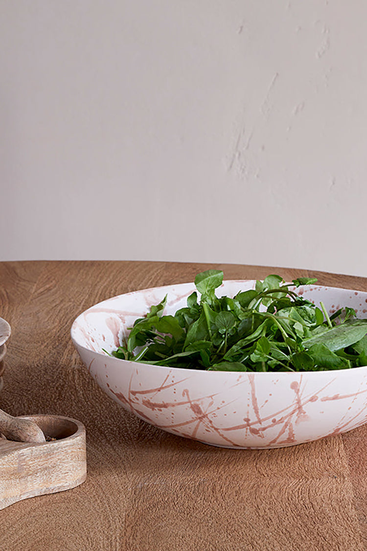 Nkuku Dusty Terracotta Canela Splatter Serving Bowl