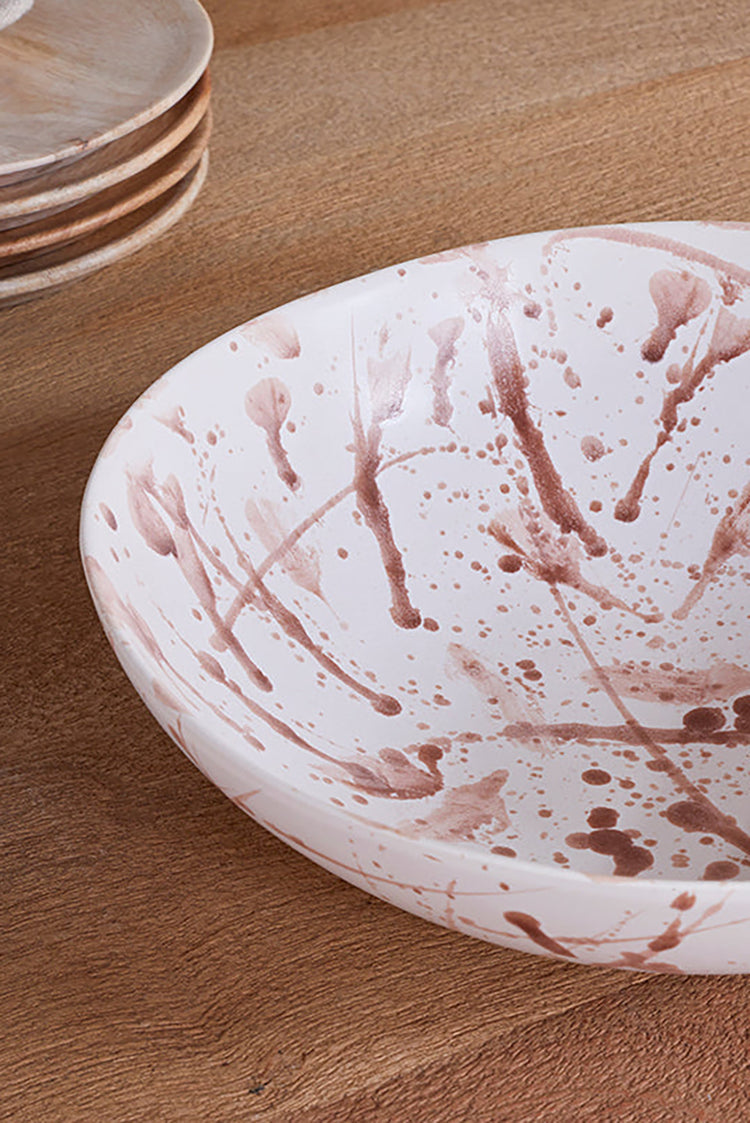 Nkuku Dusty Terracotta Canela Splatter Serving Bowl