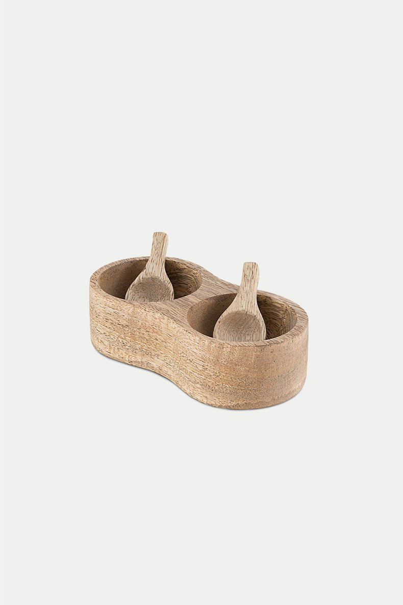 Nkuku Natural Milaku Mango Wood Salt & Pepper Server