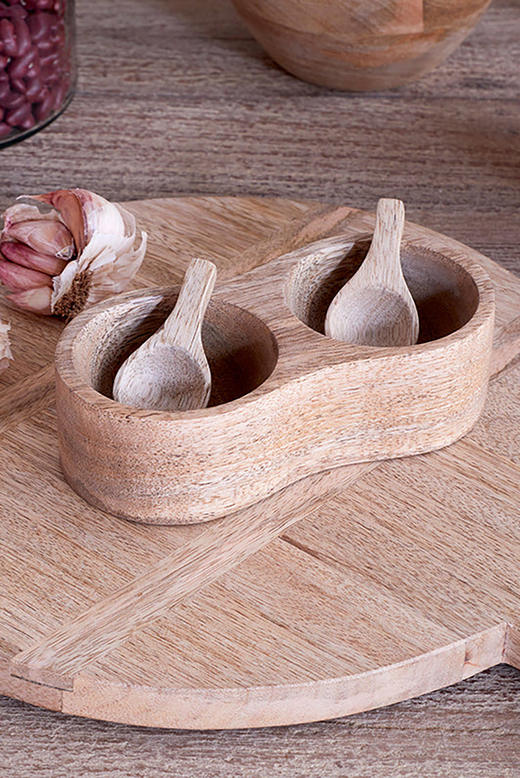 Nkuku Natural Milaku Mango Wood Salt & Pepper Server
