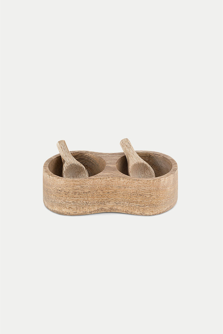 Nkuku Natural Milaku Mango Wood Salt & Pepper Server