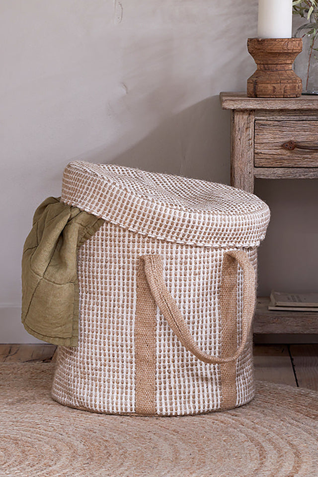 Nkuku Natural & Cream Rohia Laundry Basket