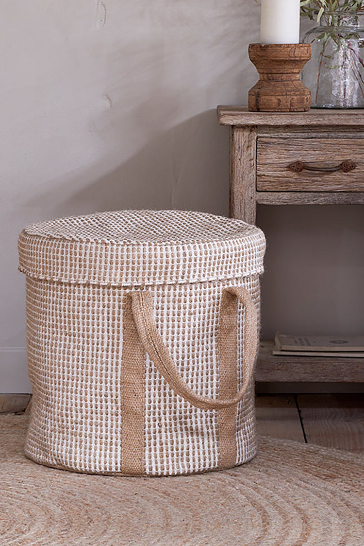 Nkuku Natural & Cream Rohia Laundry Basket