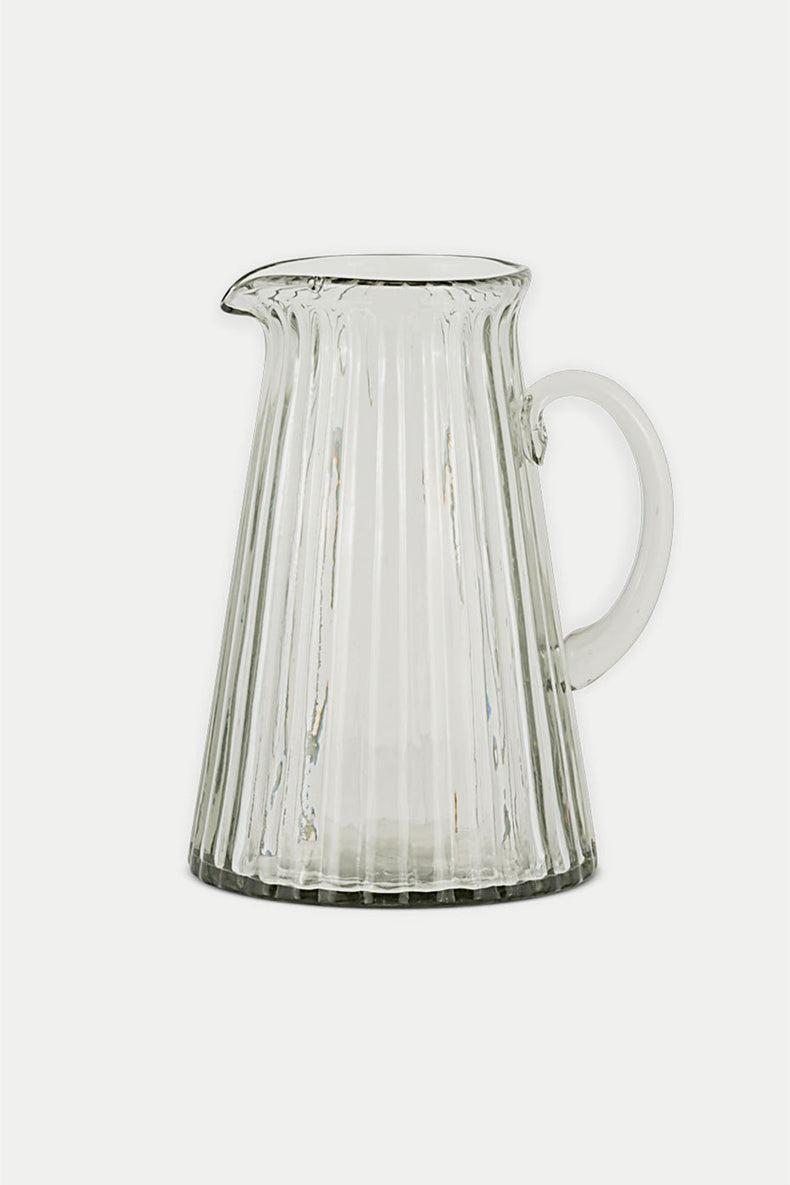 Nkuku Clear Minati Ribbed Glass Jug