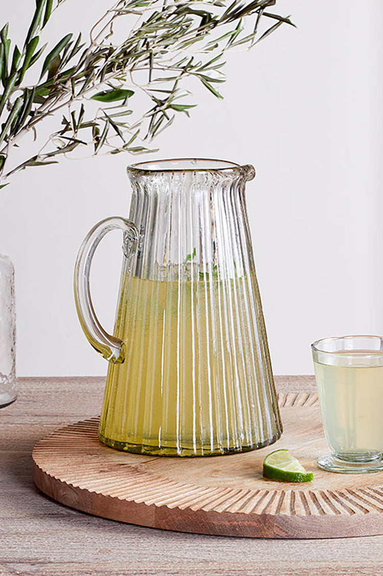 Nkuku Clear Minati Ribbed Glass Jug