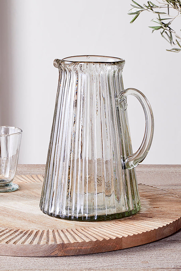 Nkuku Clear Minati Ribbed Glass Jug